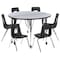 Flash Furniture Mobile 47.5" Circle Wave Grey Table Set-16" Chairs XU-GRP-16CH-A48-HCIRC-GY-T-A-CAS-GG - alternate 6